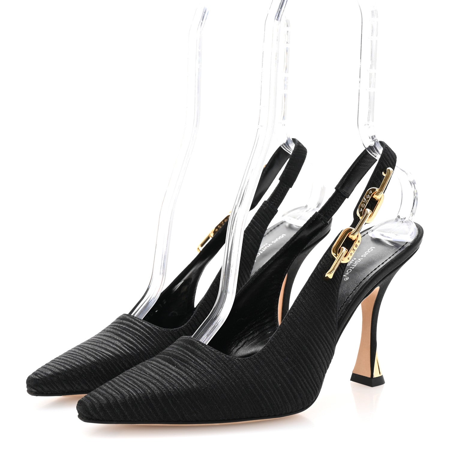 Louis Vuitton Satin Sparkle Slingback Pumps 39 Black 4 of 9