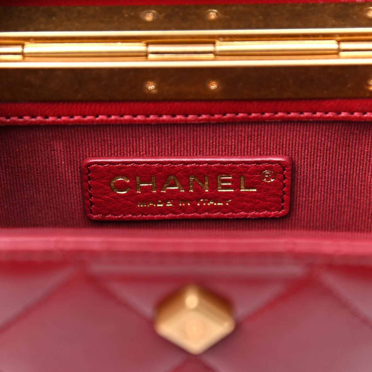 Lambskin Gripoix Quilted Box Bag Burgundy