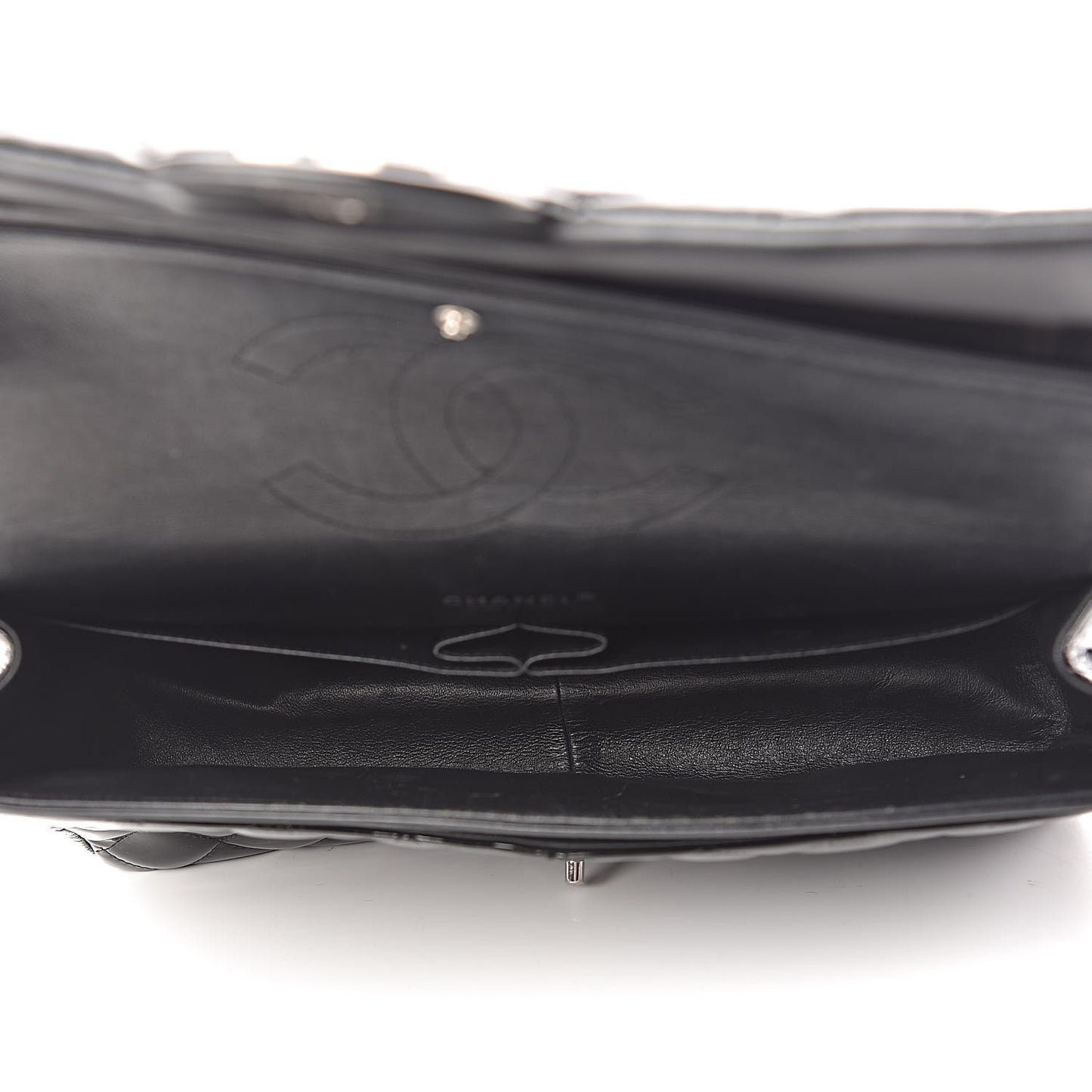Patent Quilted Maxi Double Flap Black