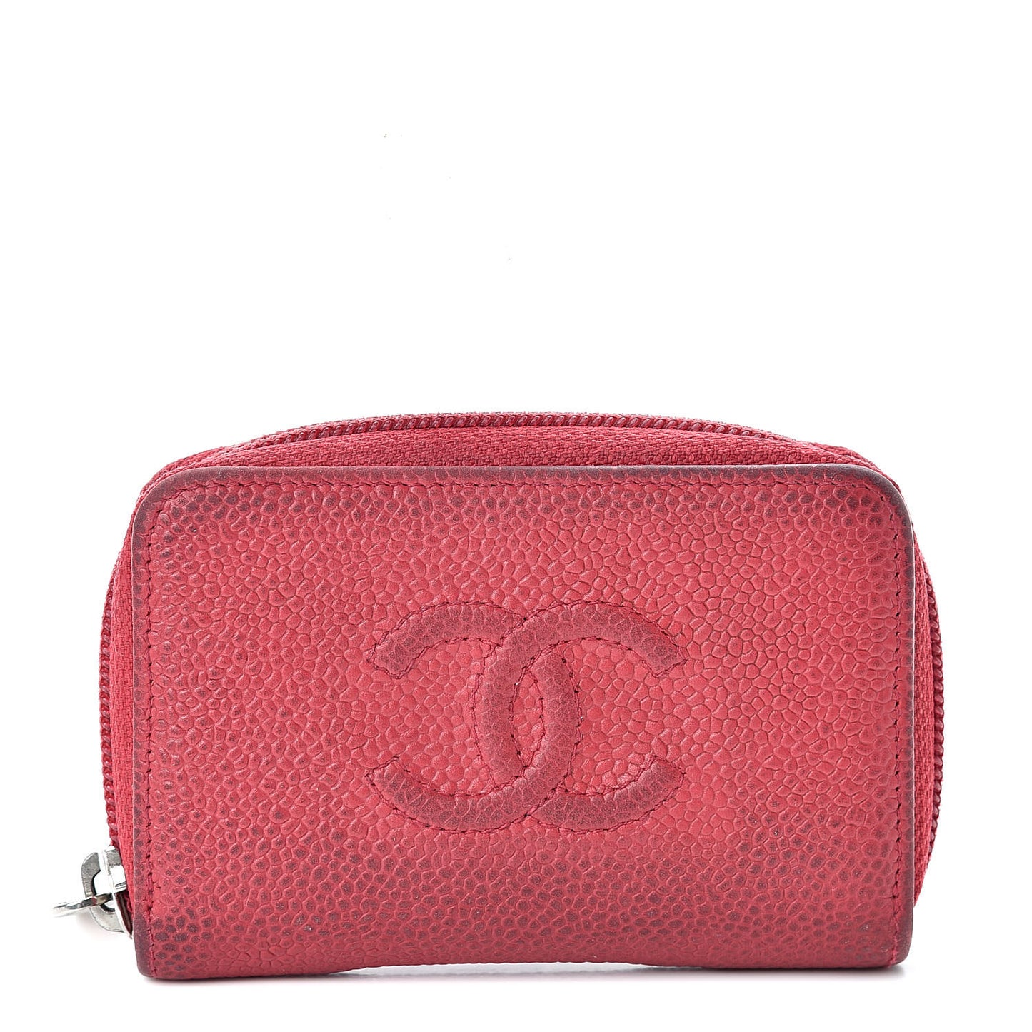 Iridescent Caviar Timeless CC Zip Around Coin Purse Red