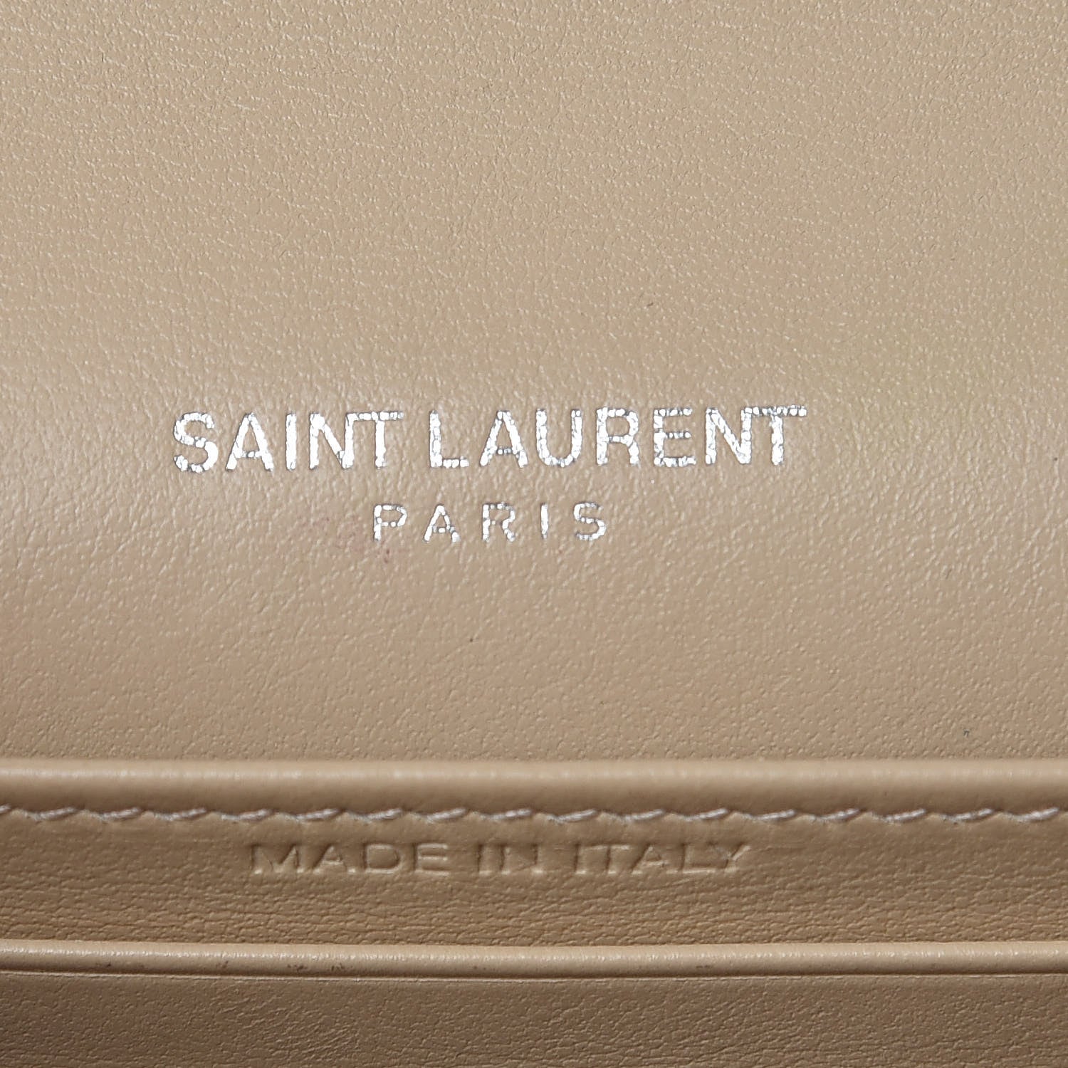 Saint Laurent Calfskin Crocodile Embossed Monogram Sunset Chain Wallet Dark Beige 9 of 11