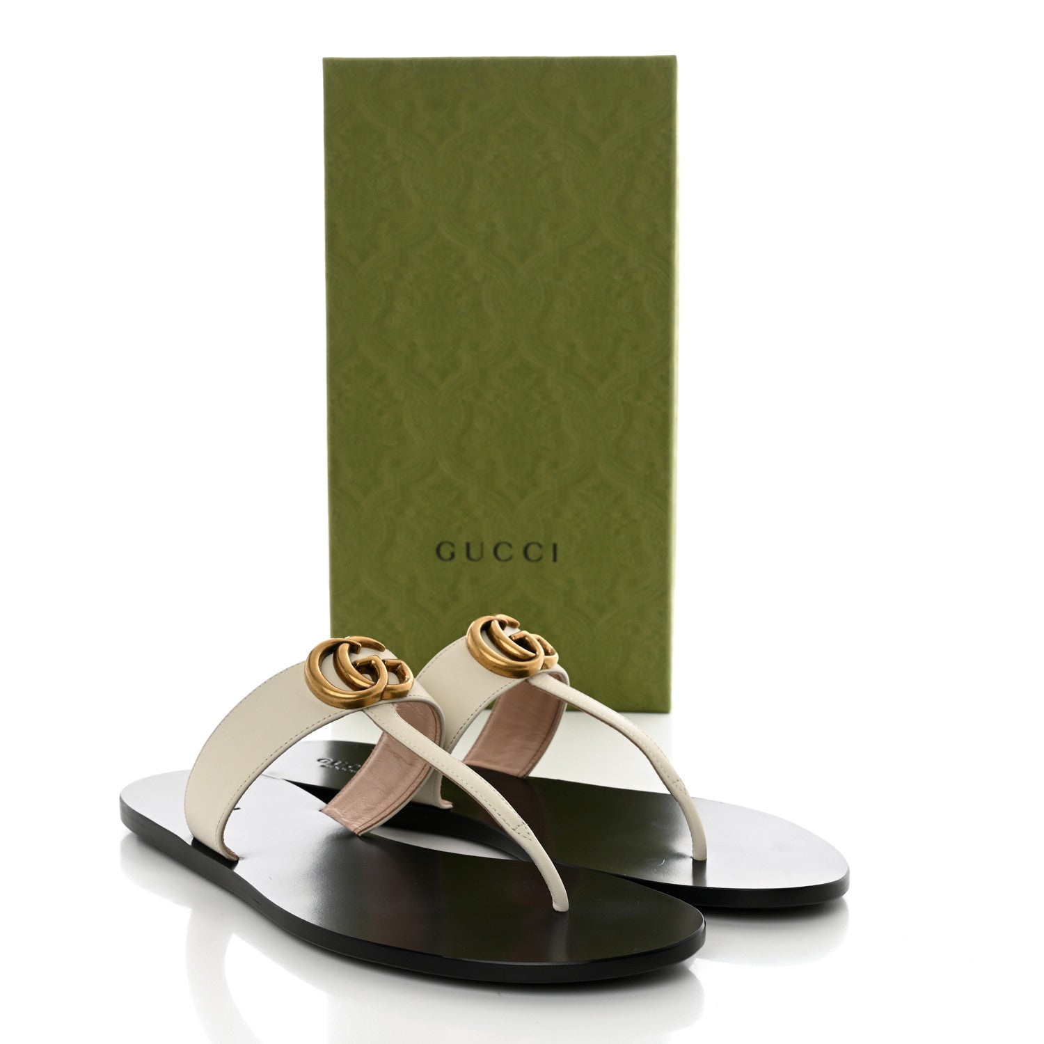Gucci Calfskin GG Marmont Thong Sandals 41 Mystic White 10 of 10