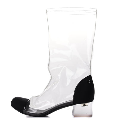Chanel PVC Grosgrain High Boots 38.5 Transparent Black 1 of 9