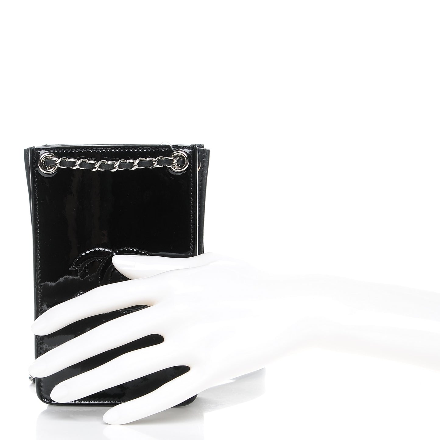 Patent CC Phone Holder Crossbody Black