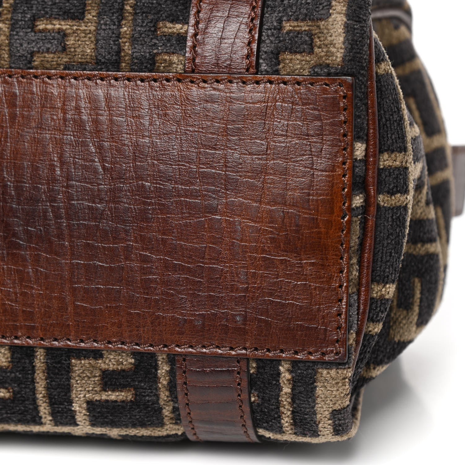 Fendi Velvet Zucca Vitello Mini Forever Boston Fango Grigio Bruciato 10 of 11