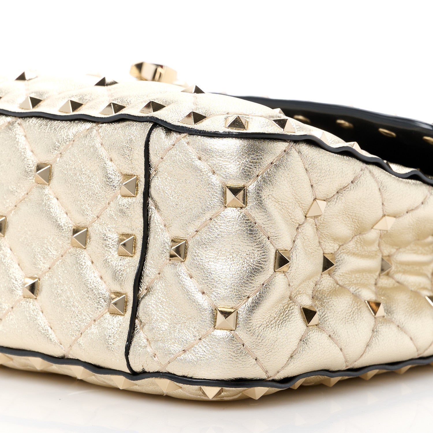 Valentino Garavani Metallic Wrinkled Lambskin Medium Rockstud Spike Shoulder Bag Mekong 11 of 12