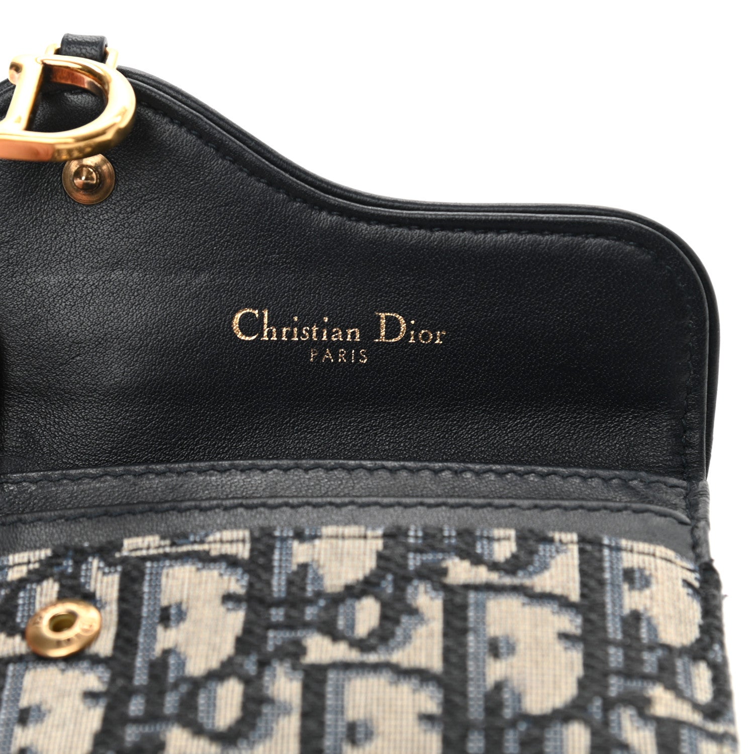 Christian Dior Oblique Saddle Card Holder Blue 6 of 10