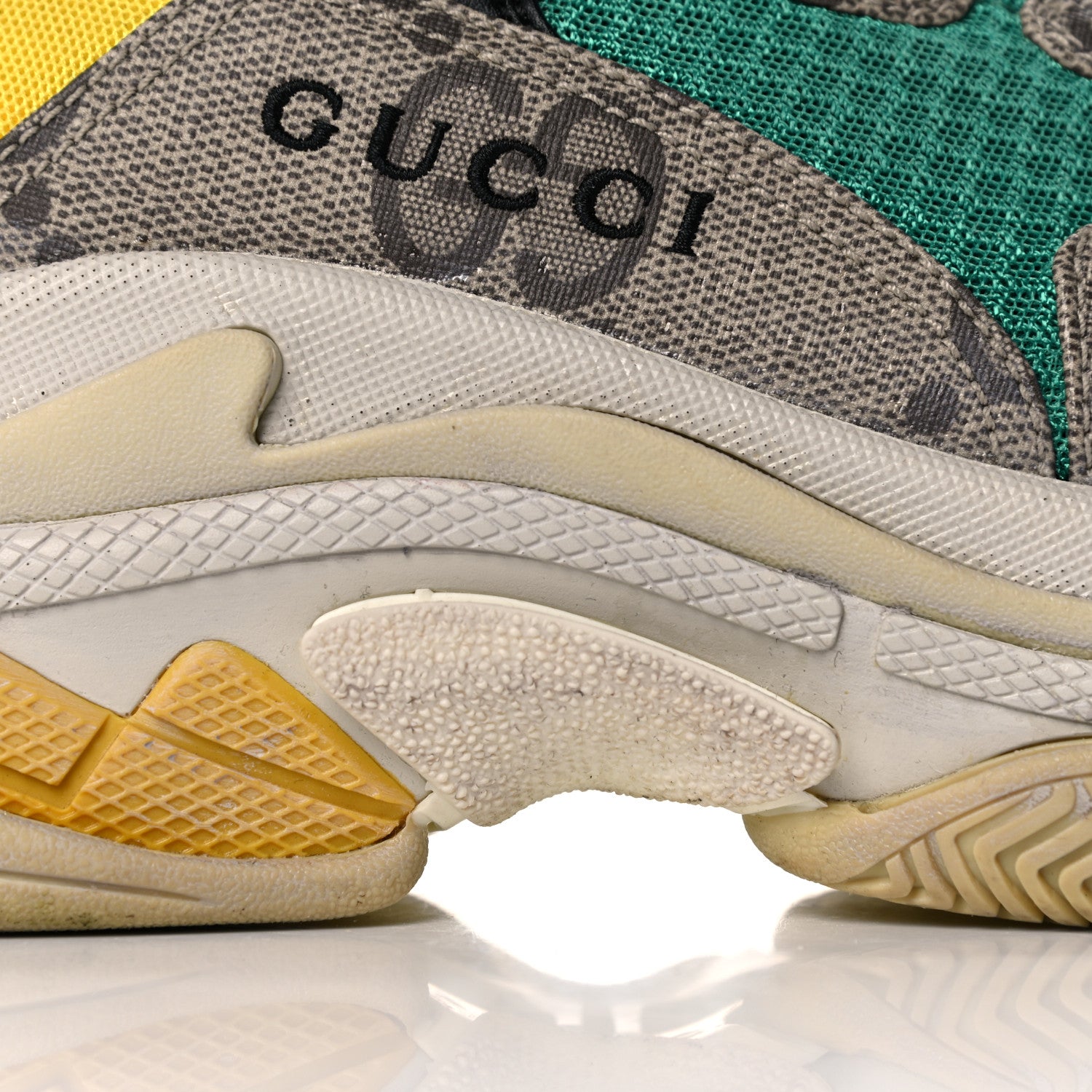 Balenciaga X GUCCI Maxi GG Supreme Monogram Womens Triple S Sneakers 39 Beige Ebony Black Green 8 of 12