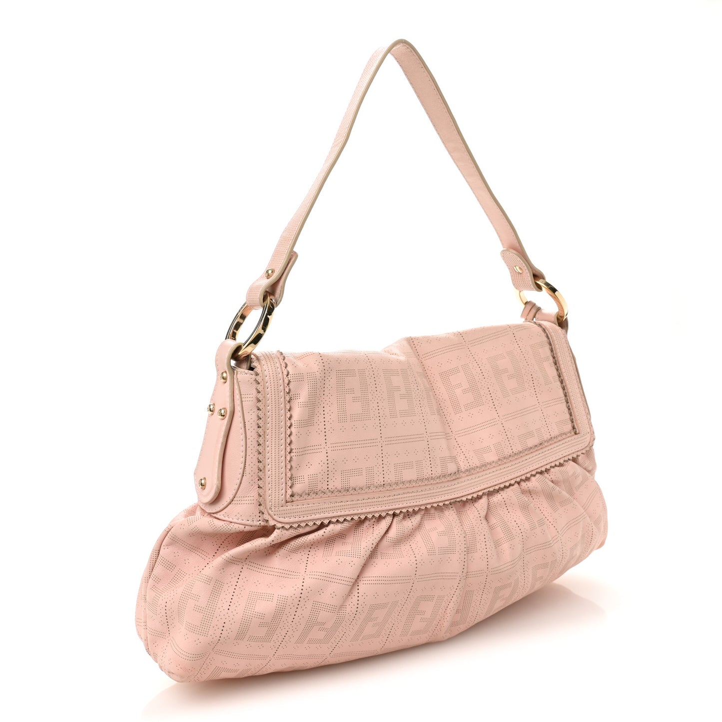 Calfskin Perforated Medium Chef Shoulder Bag Pink
