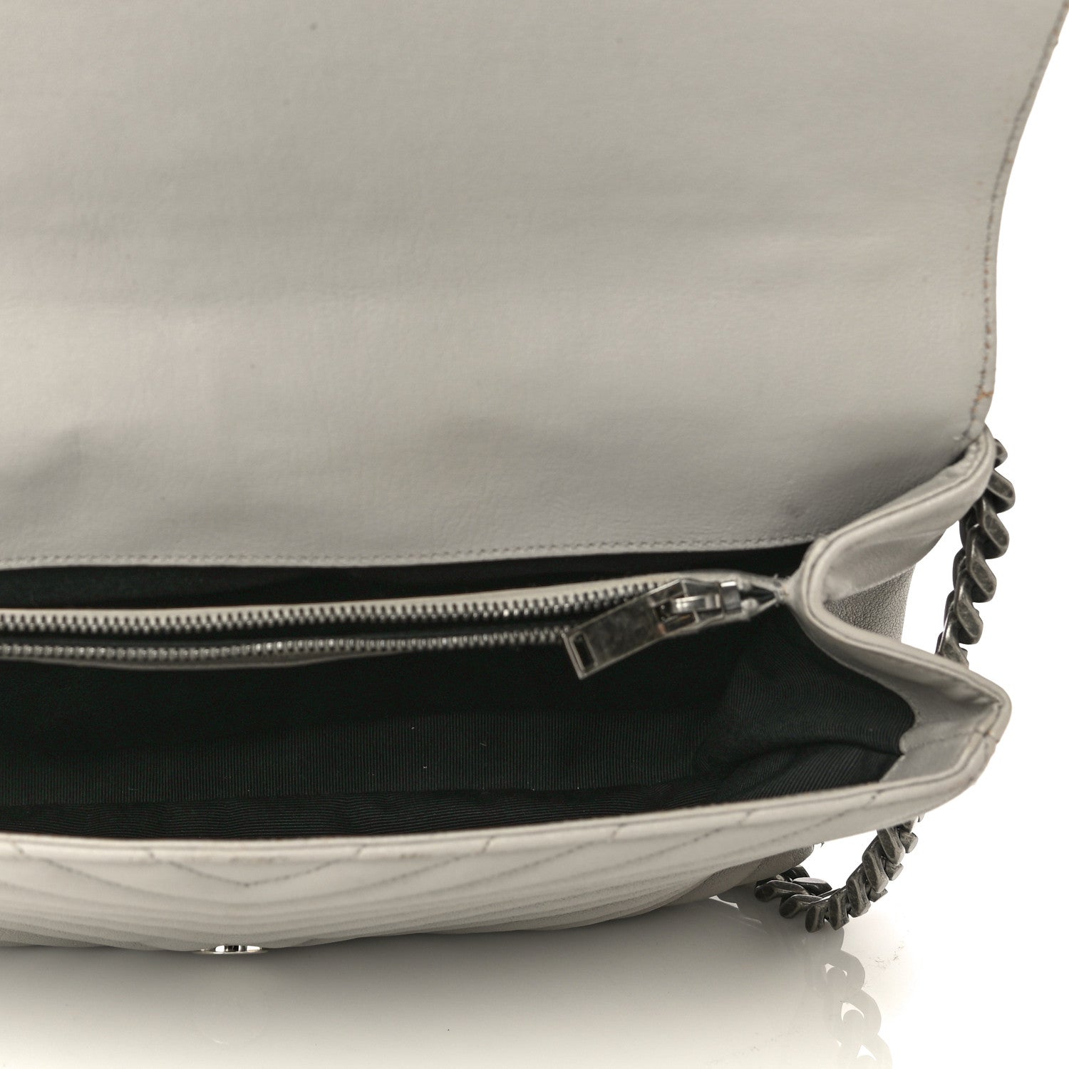 Saint Laurent Sheepskin Matelasse Large Monogram College Satchel Light Grey 5 of 31