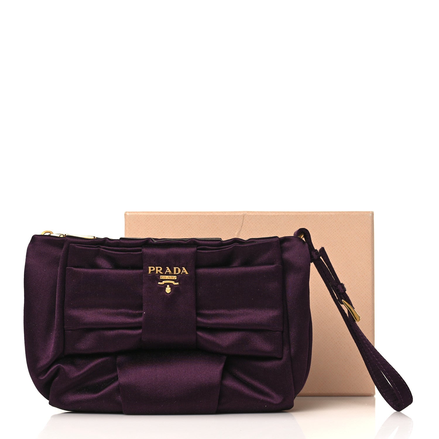 Prada Satin Raso Bow Wristlet Prugna 10 of 10