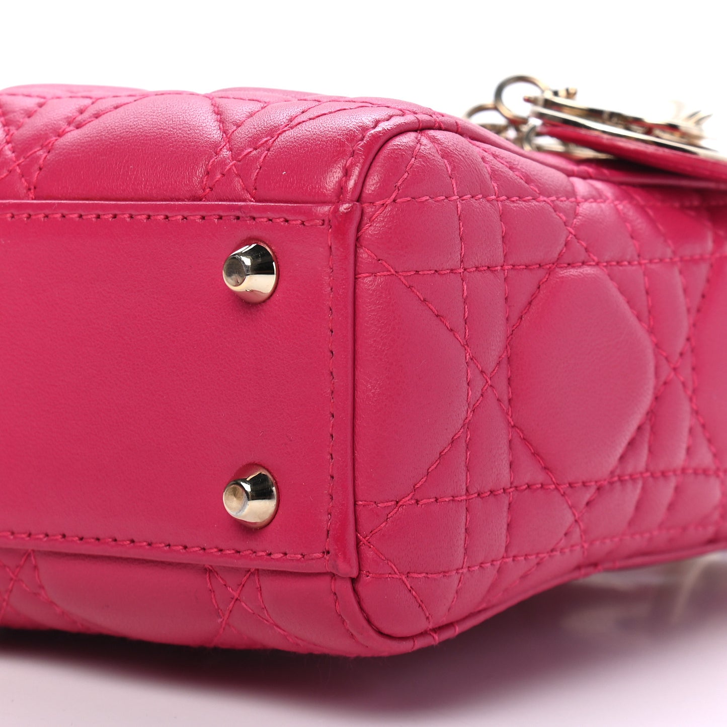 Lambskin Cannage Mini Lady Dior Fuchsia