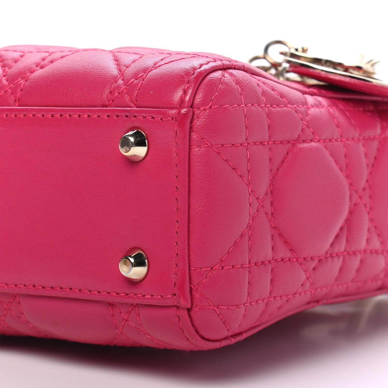 Christian Dior Lambskin Cannage Mini Lady Dior Fuchsia 9 of 9