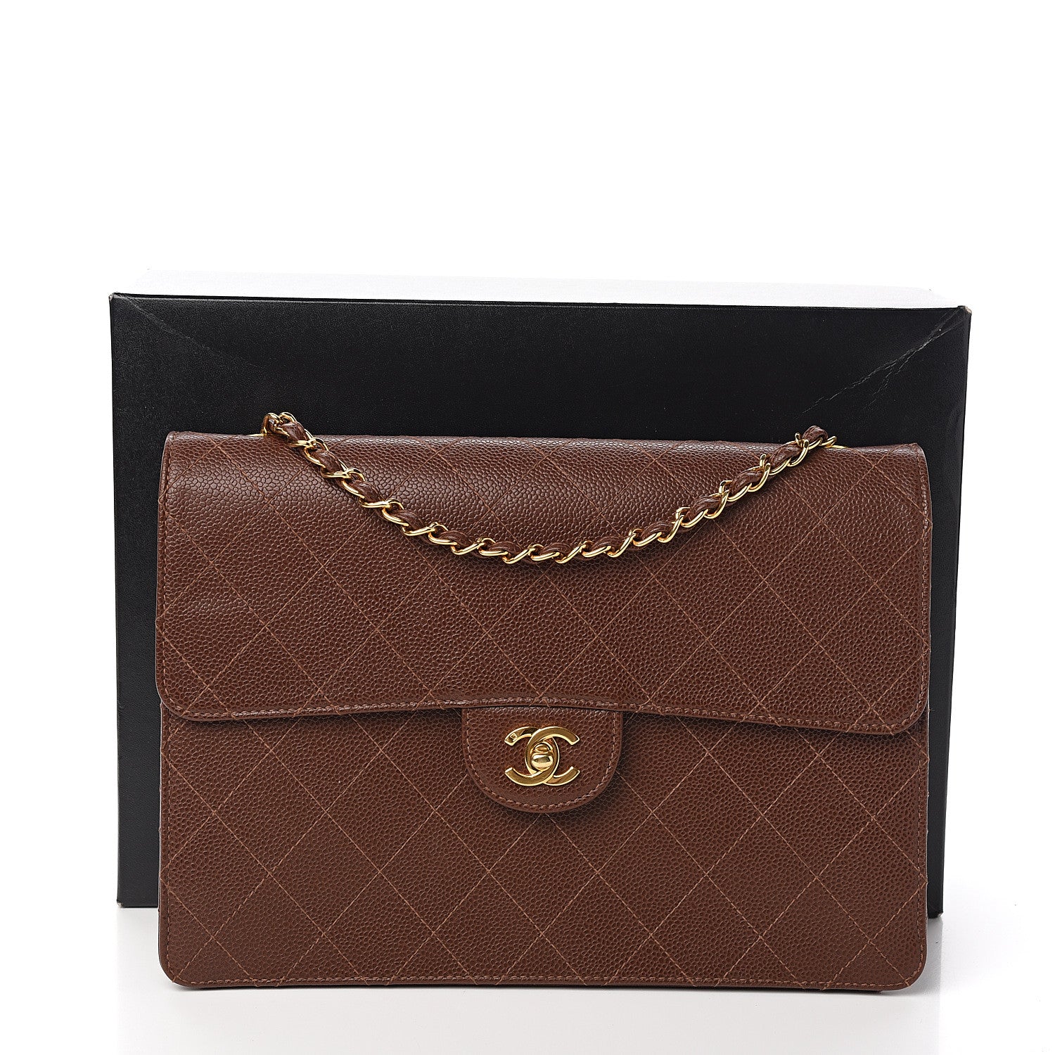 Chanel Caviar Stitch Jumbo Single Flap Brown 11 of 11