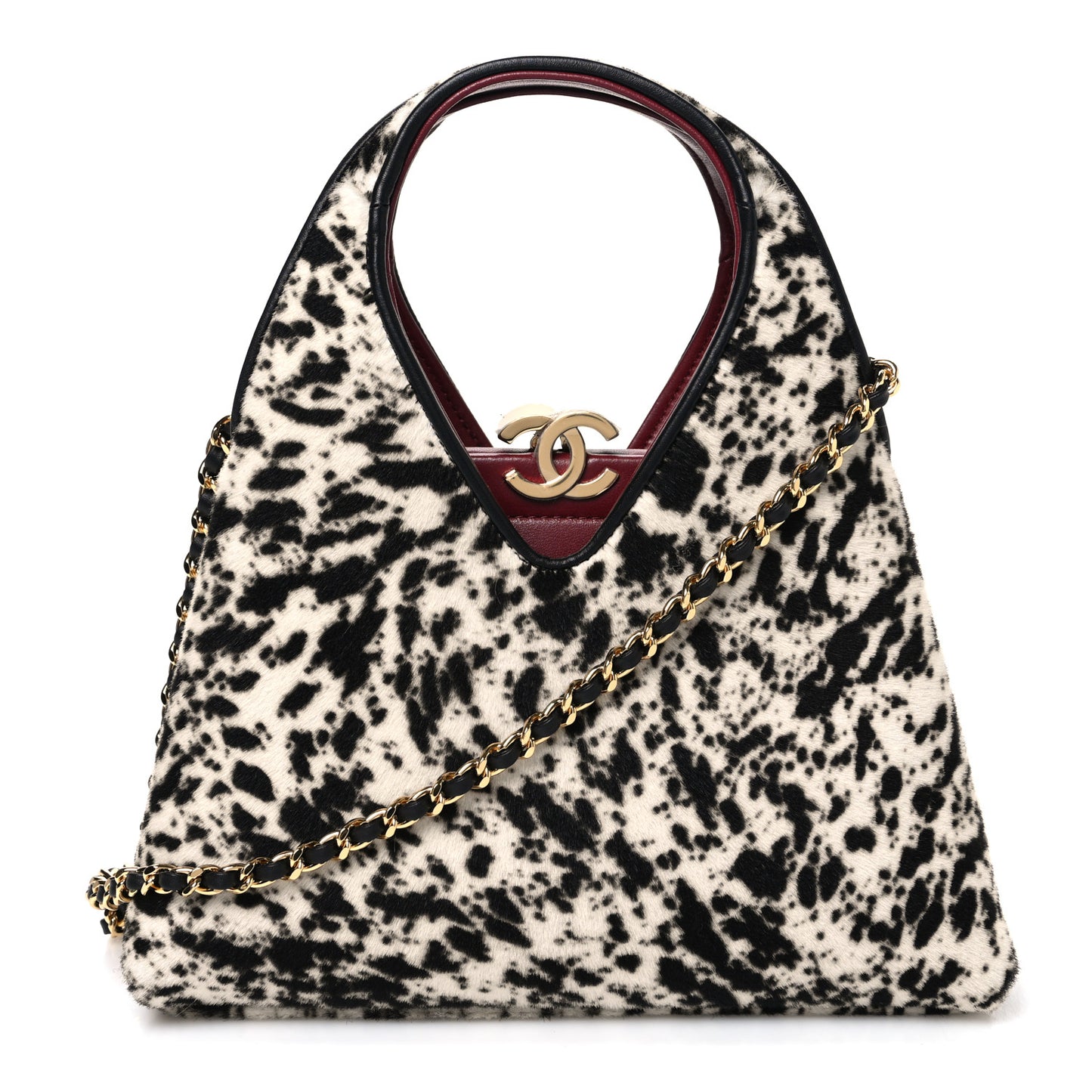 Pony Hair Printed Chic Lady Small Shopping Tote White Black