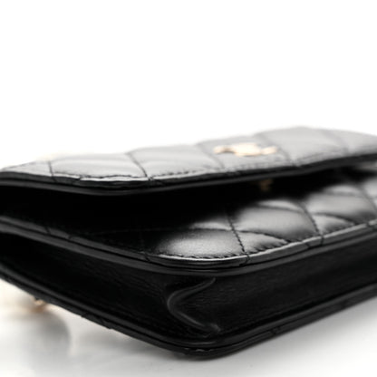 Chanel Calfskin Quilted Maxi Pearls Clutch With Chain Black 10 of 11