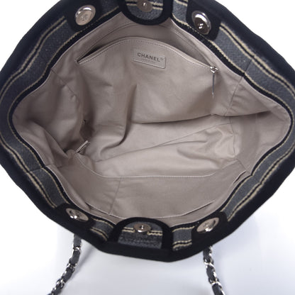 Chanel Striped Canvas Small Deauville Tote Dark Blue 5 of 7