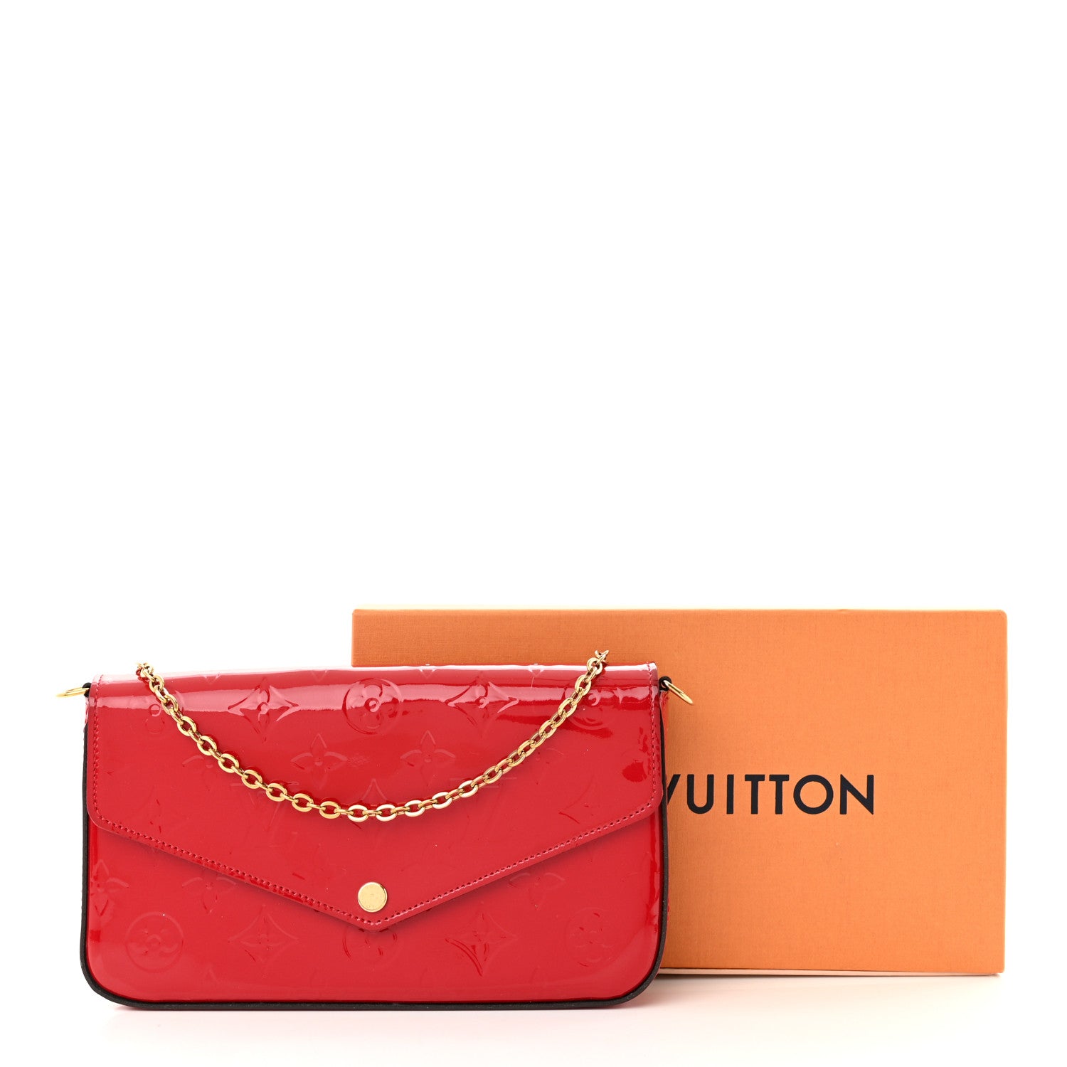Louis Vuitton Vernis Felicie Pochette Chain Wallet Cherry 13 of 13