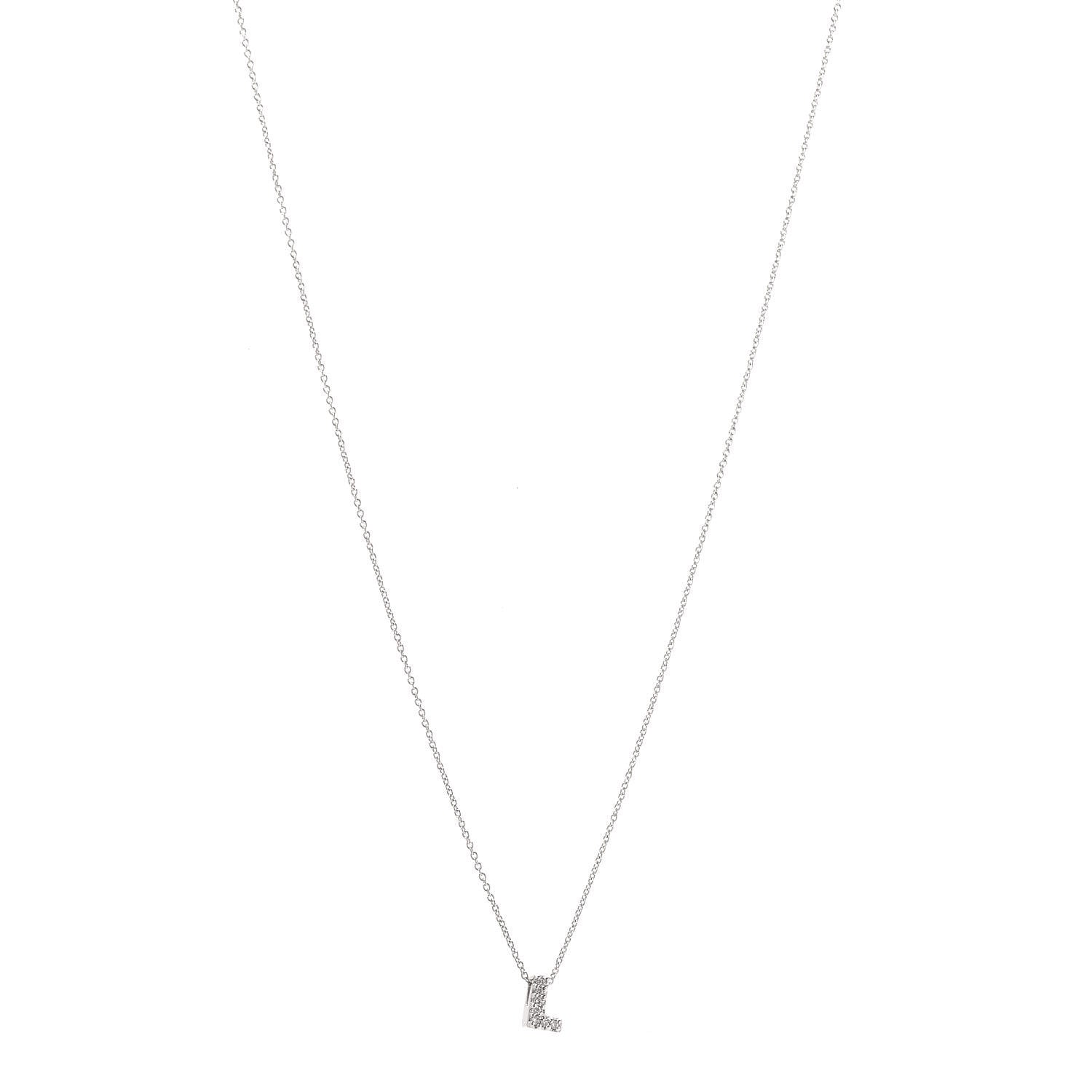 Roberto Coin 18K White Gold Diamond Love Letter L Pendant Necklace 1 of 7