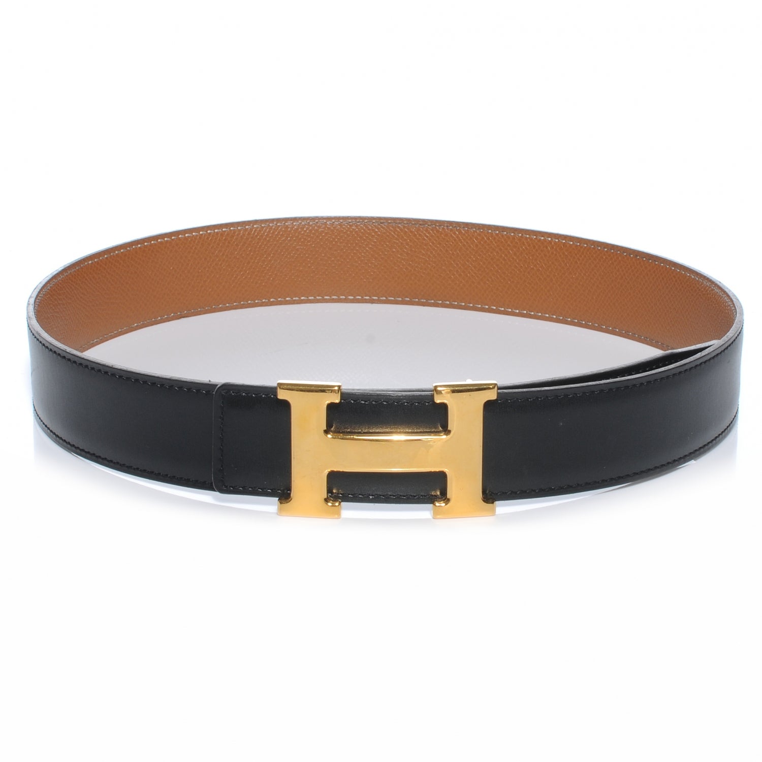 Hermes Box Courchevel Reversible Constance 32mm H Belt Noir Gold 70 1 of 6