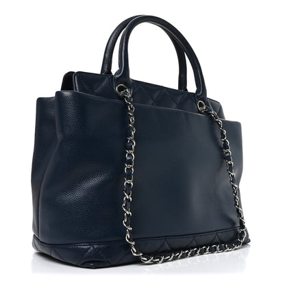 Chanel Soft Caviar CC Medium Top Handle Tote Navy Blue 3 of 12