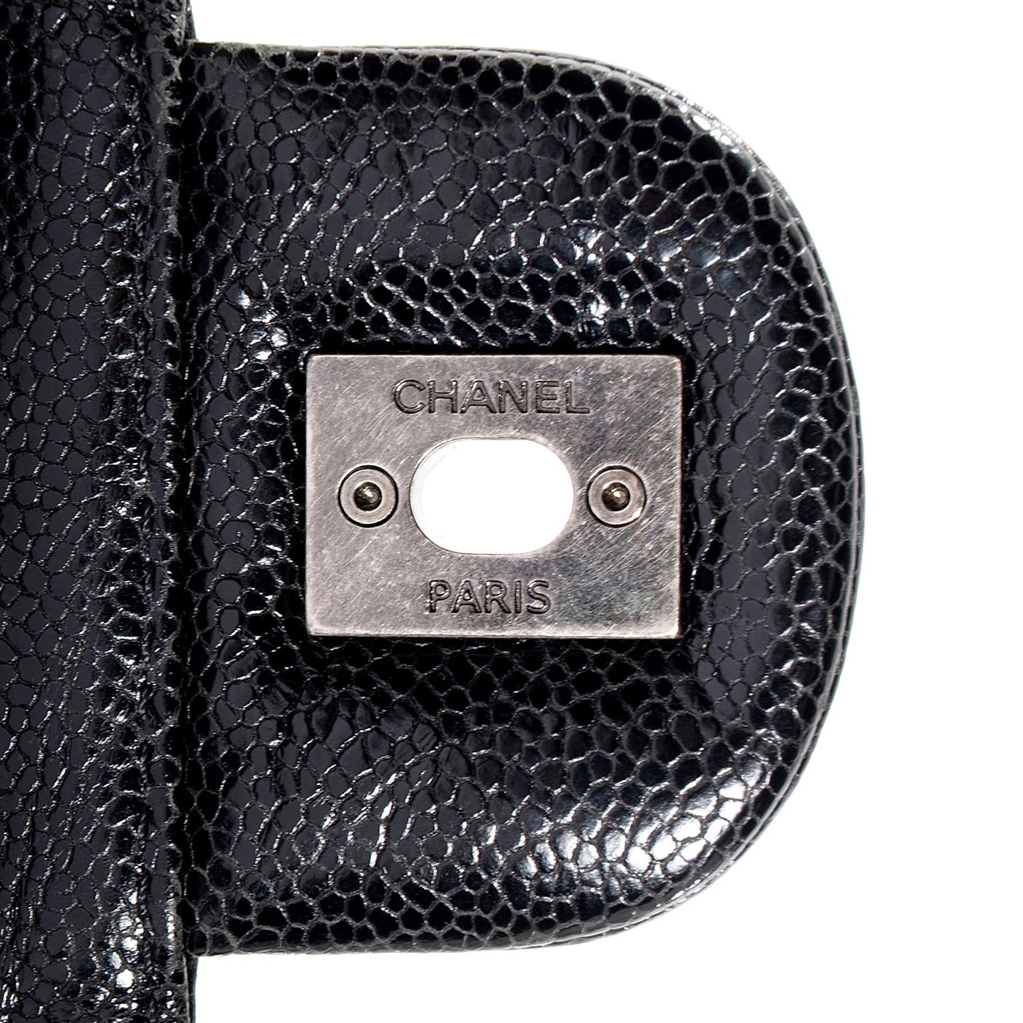 Crumpled Grained Calfskin CC Crave Jumbo Flap Black