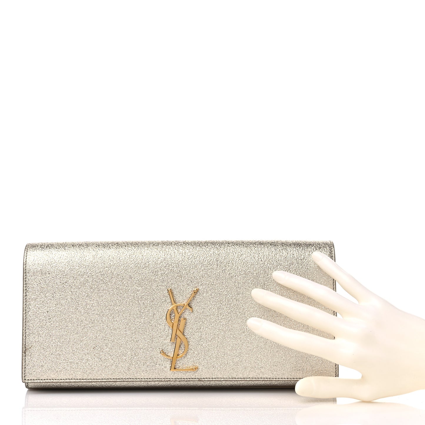 Metallic Textured Calfskin Classic Monogram Cassandre Clutch Pale Gold