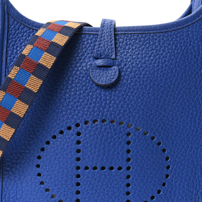 Hermes Taurillon Clemence Maxi Quadrille Evelyne TPM Royal Bleu Bleu Bill Biscuit Rouge H 8 of 10
