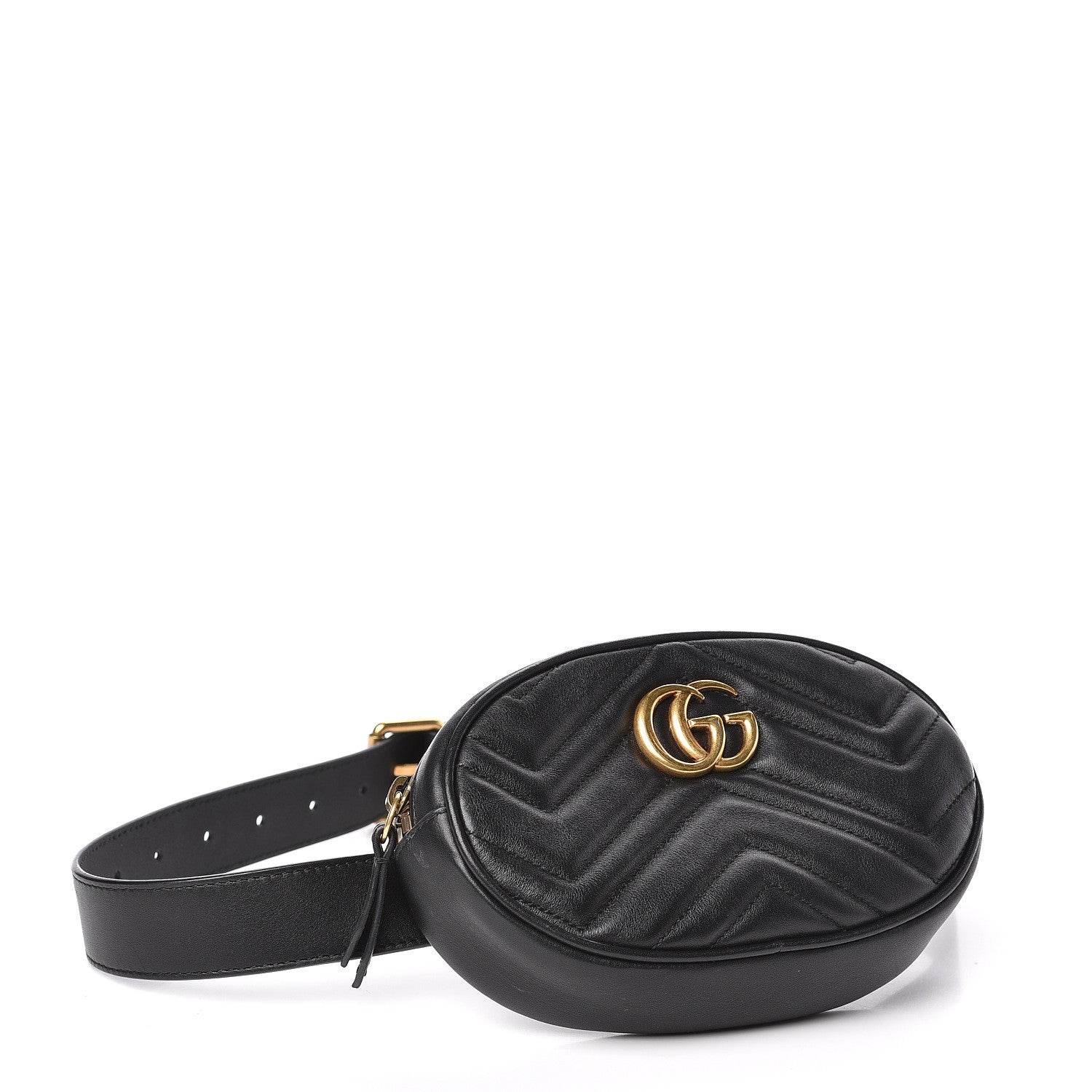 Gucci Calfskin Matelasse GG Marmont Belt Bag 75 30 Black 4 of 10