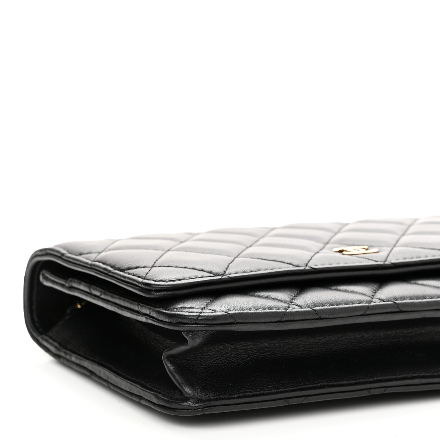 Lambskin Quilted Wallet On Chain WOC Black