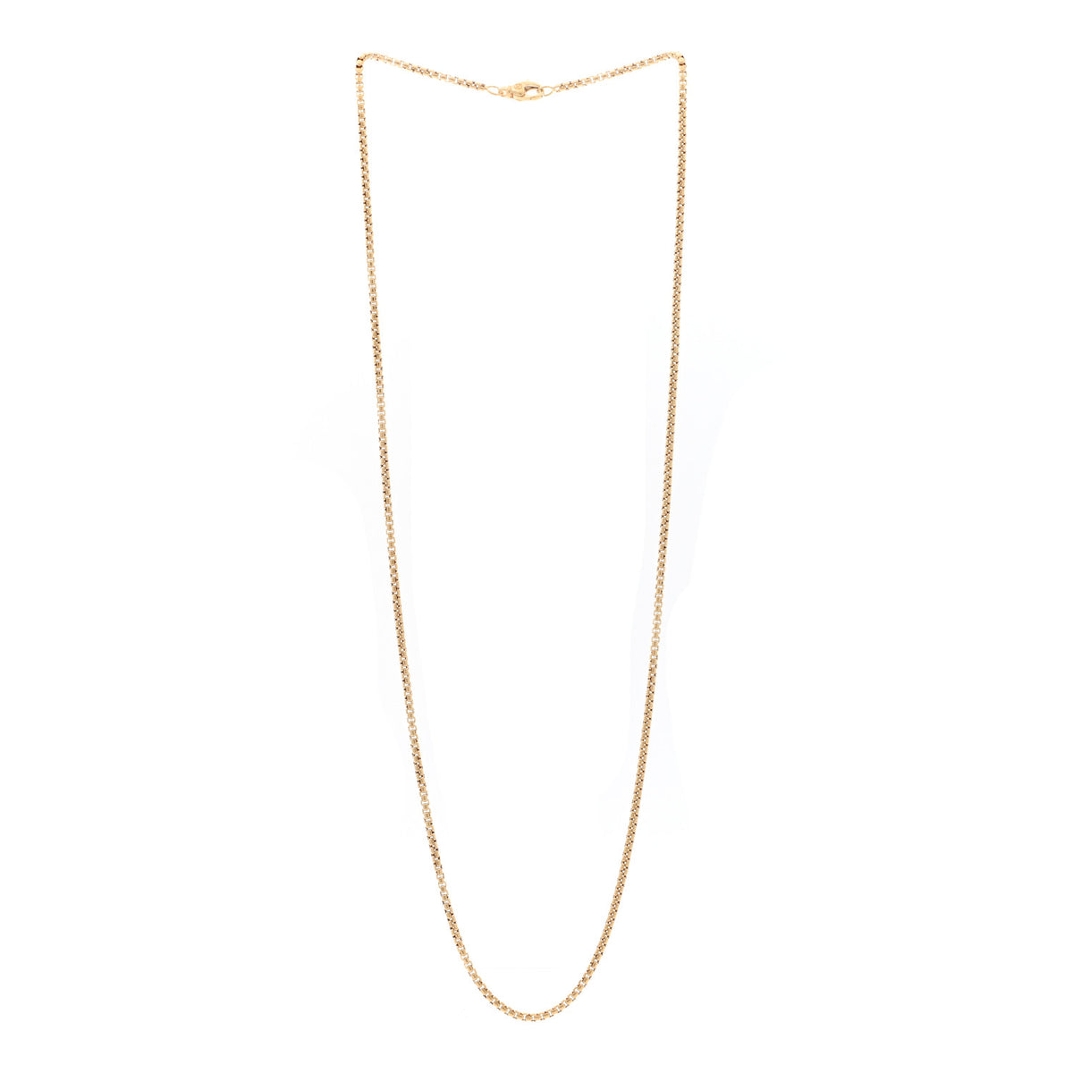 18K Yellow Gold 2.5mm Box Chain Necklace 26"