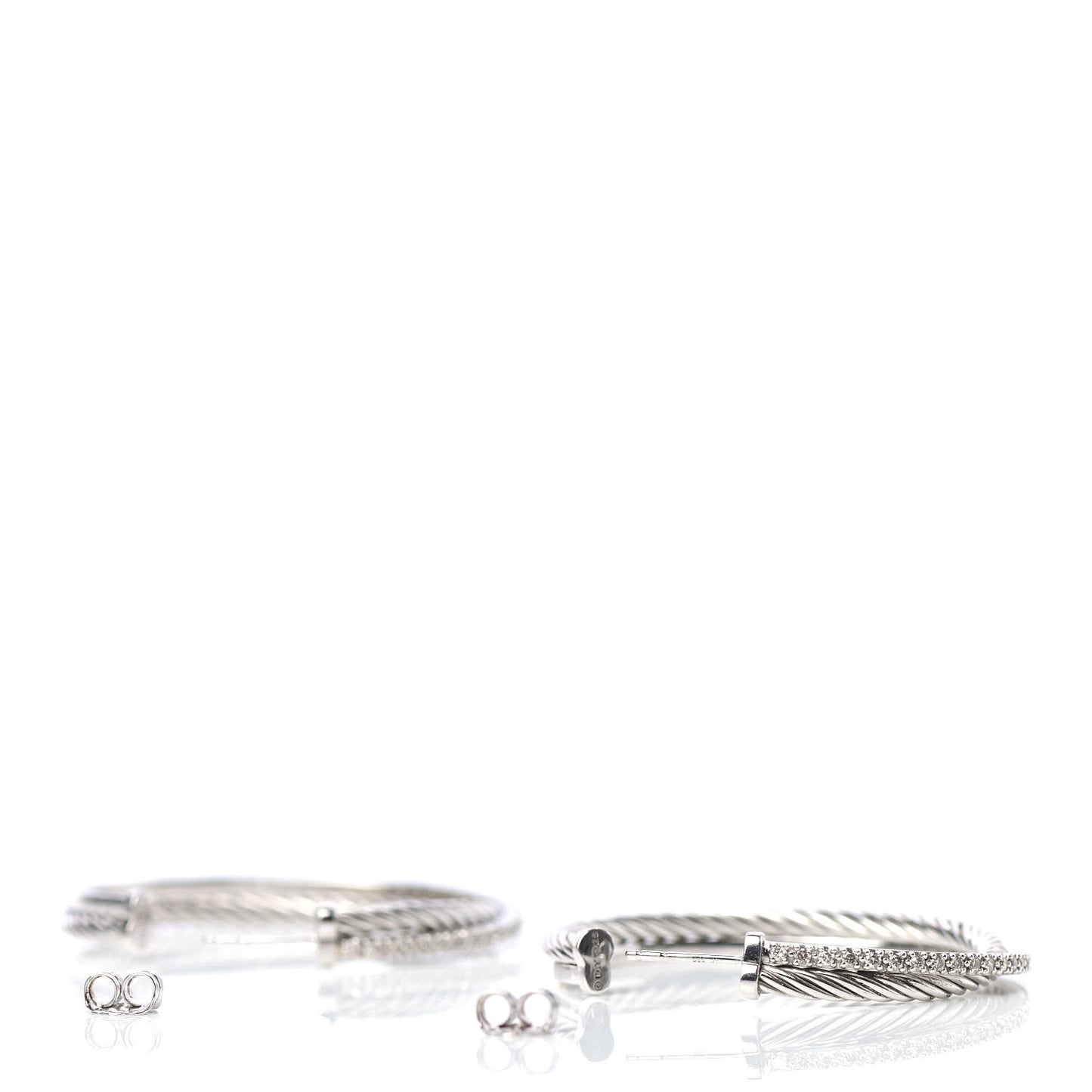 Sterling Silver Diamond Extra Large Crossover Hoop Earrings