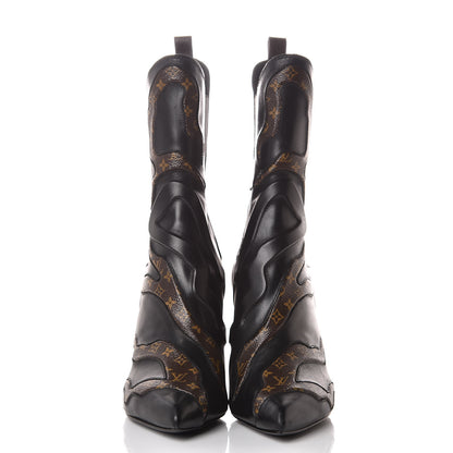 Louis Vuitton Calfskin Monogram Fireball Ankle Boots 36 Black 2 of 8