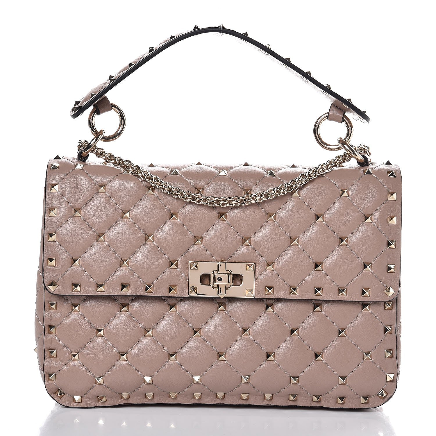 Valentino Garavani Lambskin Medium Rockstud Spike Shoulder Bag Poudre 1 of 6
