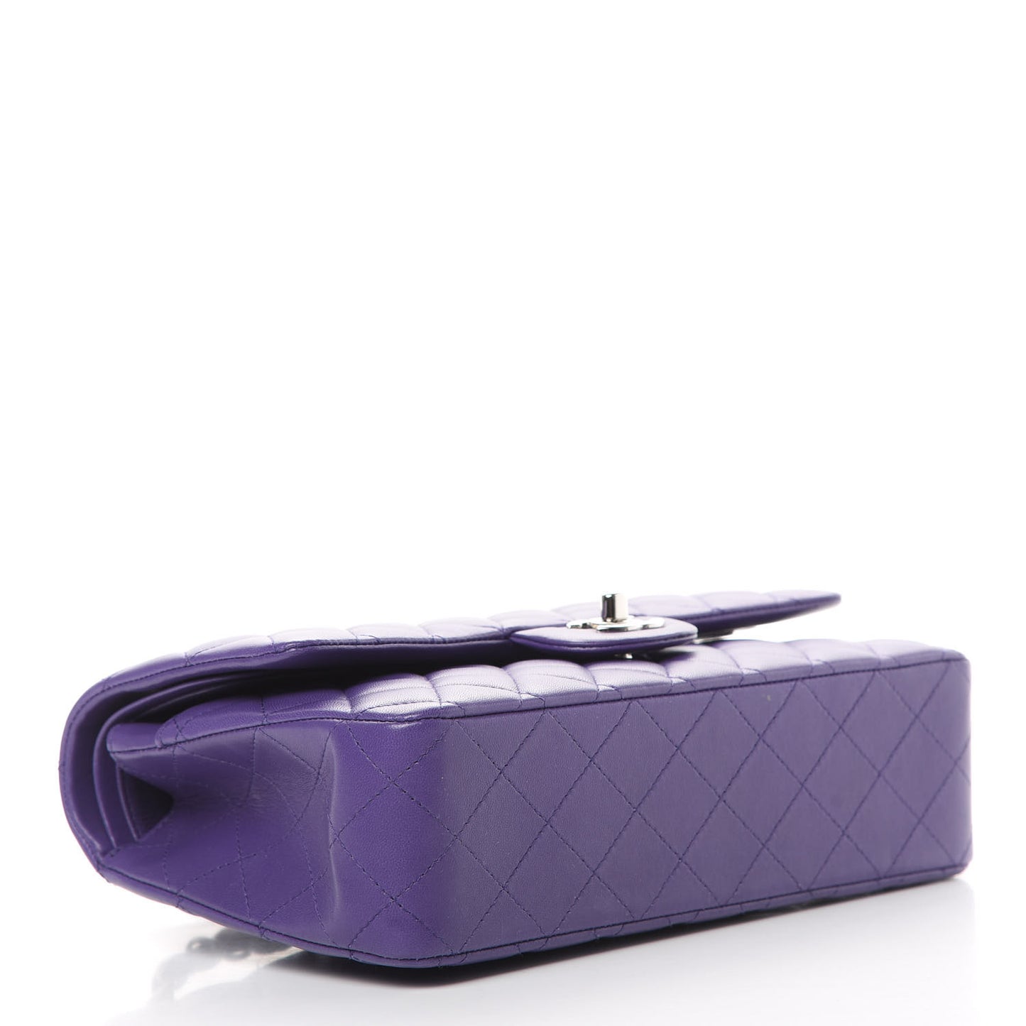 Lambskin Quilted Medium Double Flap Purple