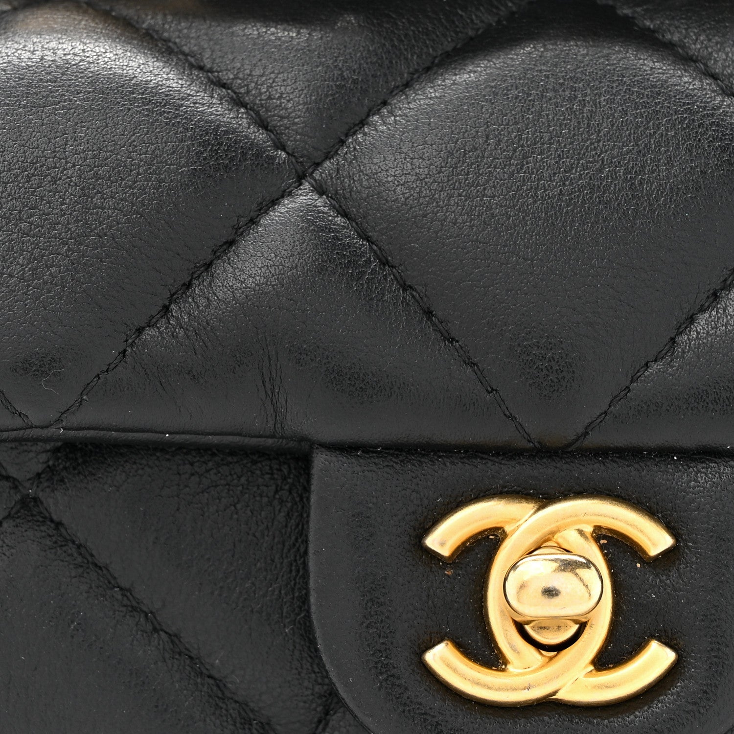 Chanel Calfskin Quilted Lady Handle Flap Card Holder With Chain Black 8 of 12