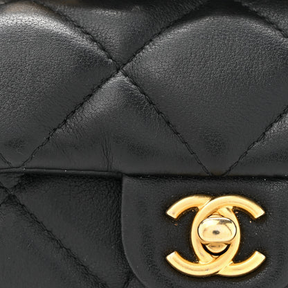 Chanel Calfskin Quilted Lady Handle Flap Card Holder With Chain Black 8 of 12