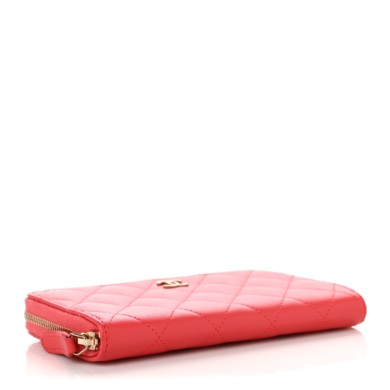 Chanel Lambskin Quilted Small Zip Around Wallet Coral 4 of 10