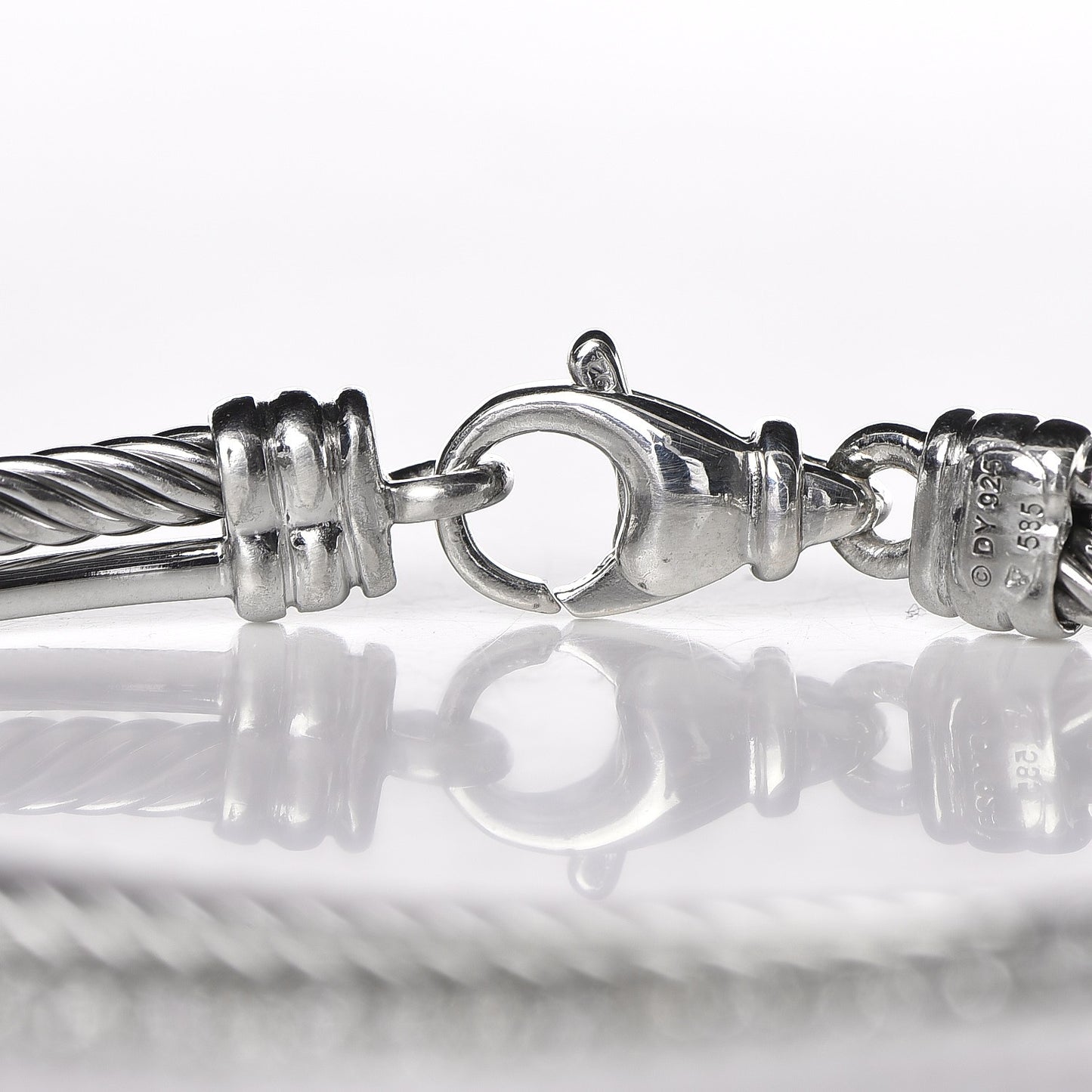 Sterling Silver 14K White Gold Diamond 3mm Crossover Bracelet