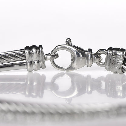 David Yurman Sterling Silver 14K White Gold Diamond 3mm Crossover Bracelet 3 of 4