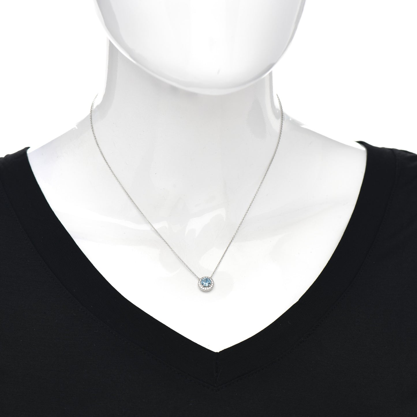 Platinum Diamond Aquamarine Soleste Pendant Necklace