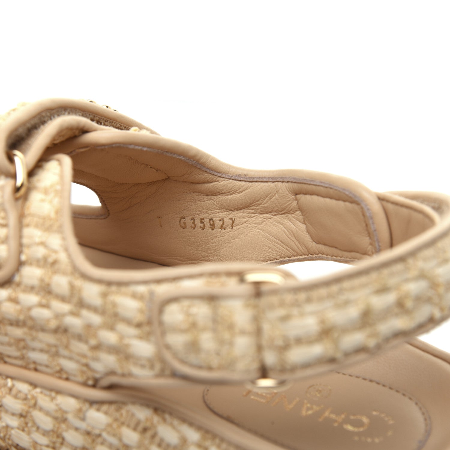 Chanel Braided Fabric Velcro Dad Sandals 39 Beige 9 of 11