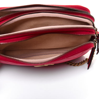 Gucci Calfskin Matelasse Mini GG Marmont Chain Crossbody Bag Hibiscus Red 8 of 16
