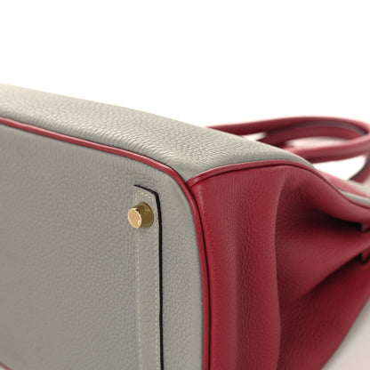 Hermes Togo Birkin 30 Gris Mouette Rouge Grenat 12 of 13