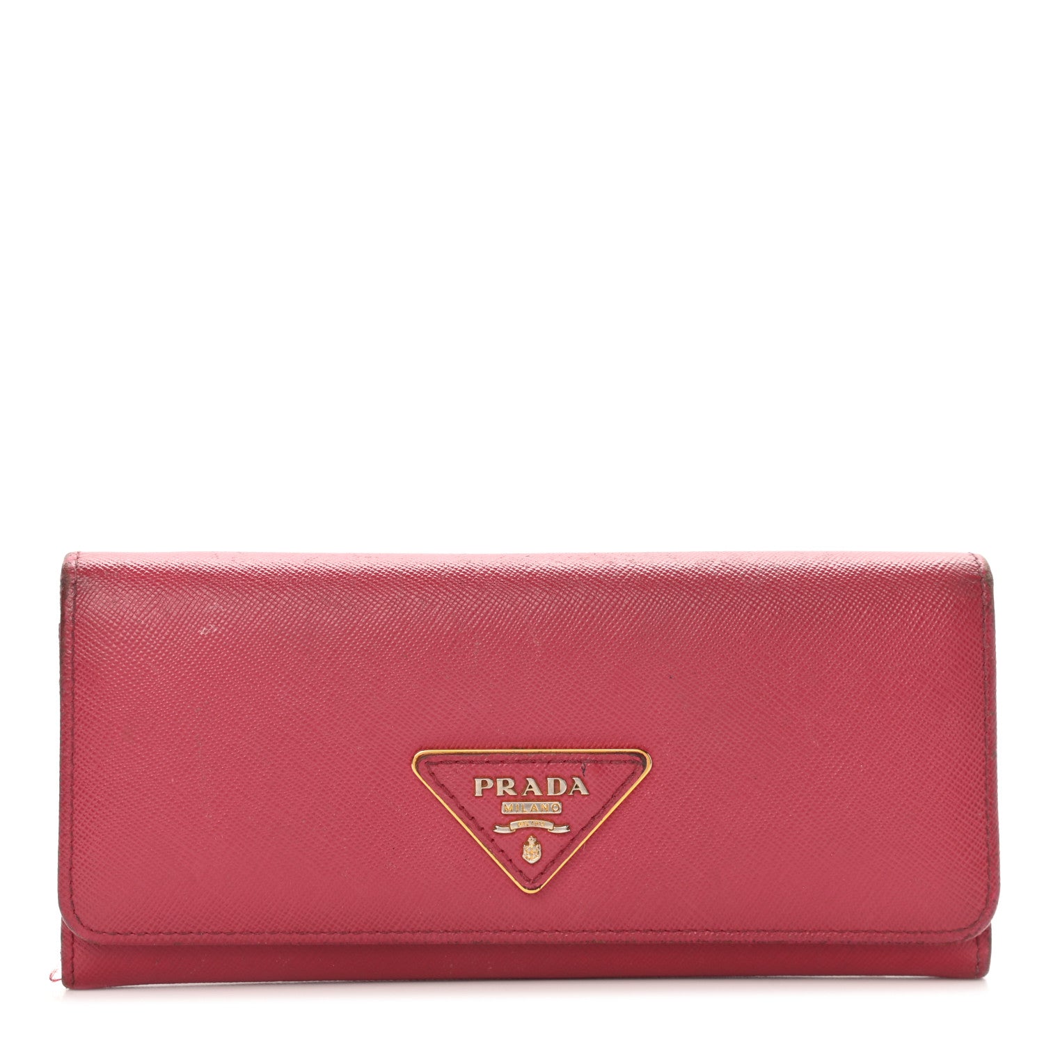 Prada Saffiano Triangle Continental Flap Wallet Peonia 1 of 15