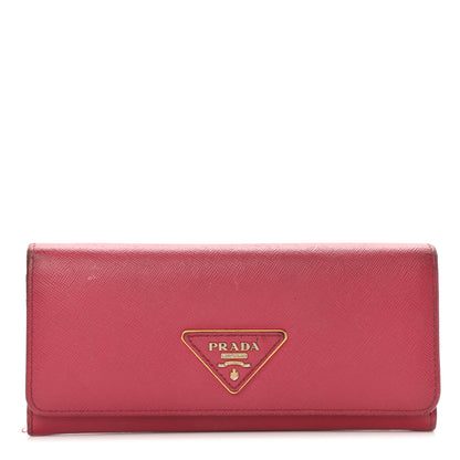 Prada Saffiano Triangle Continental Flap Wallet Peonia 1 of 15