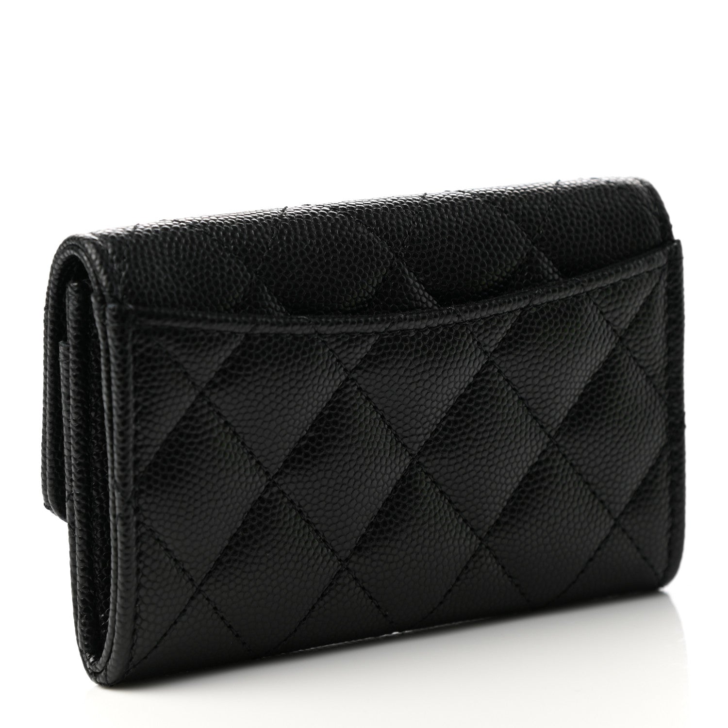 Chanel Caviar Quilted Enamel Coco Casino Flap Card Holder Wallet Black 3 of 9