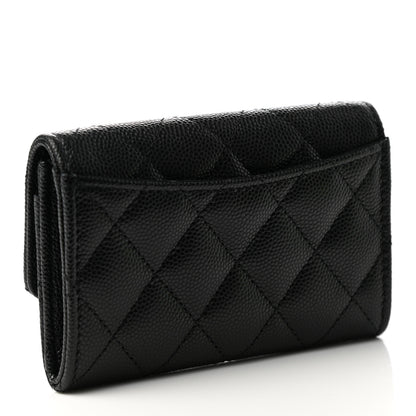 Chanel Caviar Quilted Enamel Coco Casino Flap Card Holder Wallet Black 3 of 9