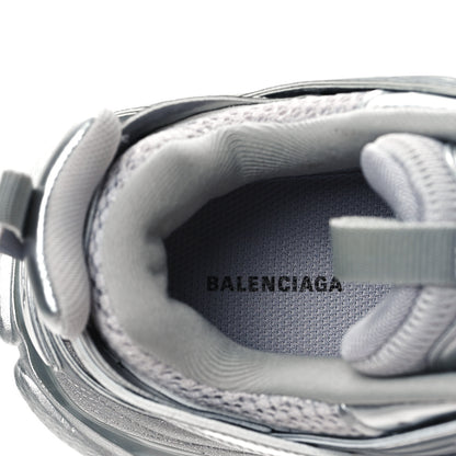 Balenciaga Metallic Calfskin Mesh Nylon Womens Track Sneakers 36 Silver 7 of 10