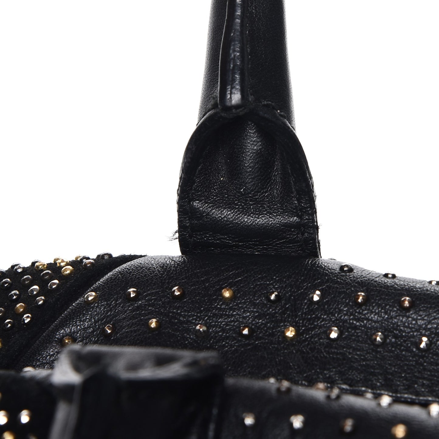 Calfskin Rock Studded Easy Sac Black